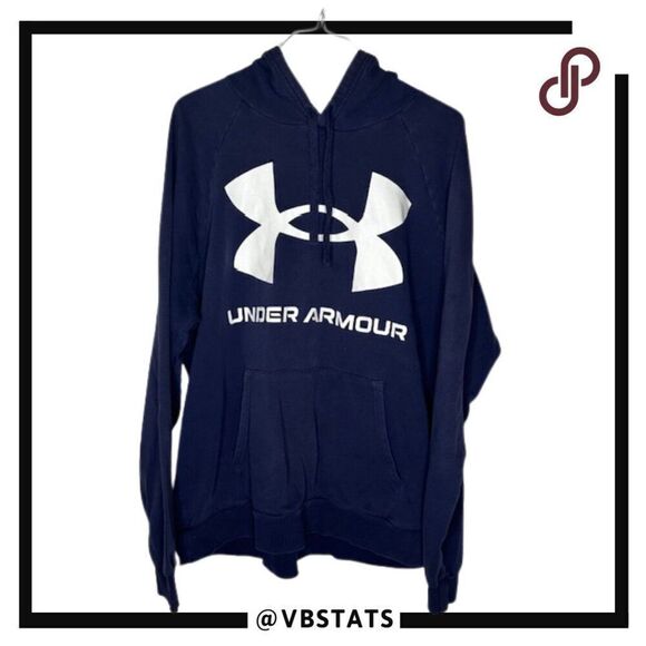Under Armour XXL Vintage Navy Blue with Large White Logo Hoodie Sweatshirt - Picture 1 of 6